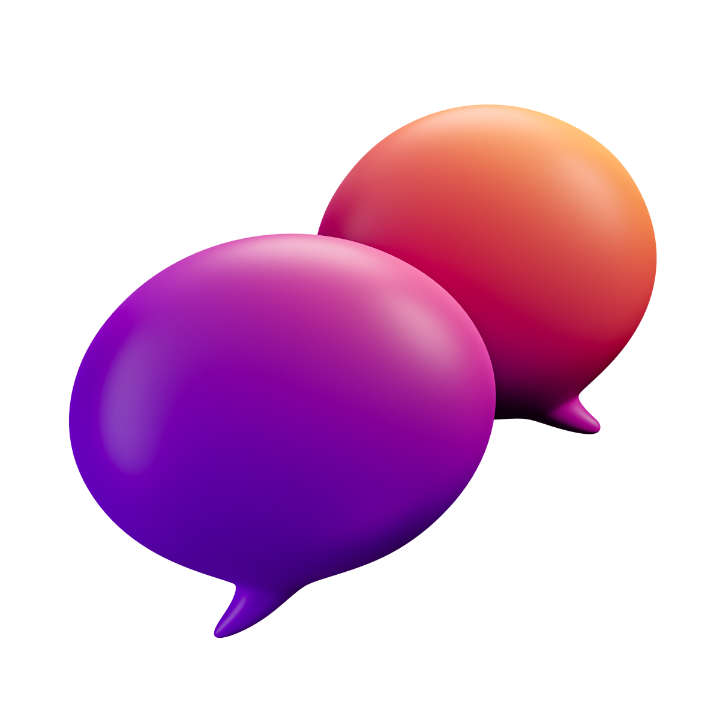 Zwei lila Sprechblasen