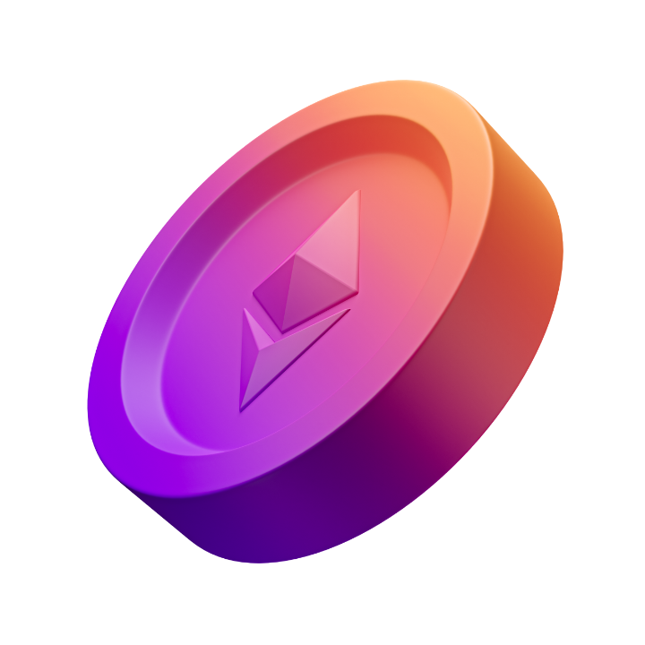 lila Münze mit Kompass Nadel darauf